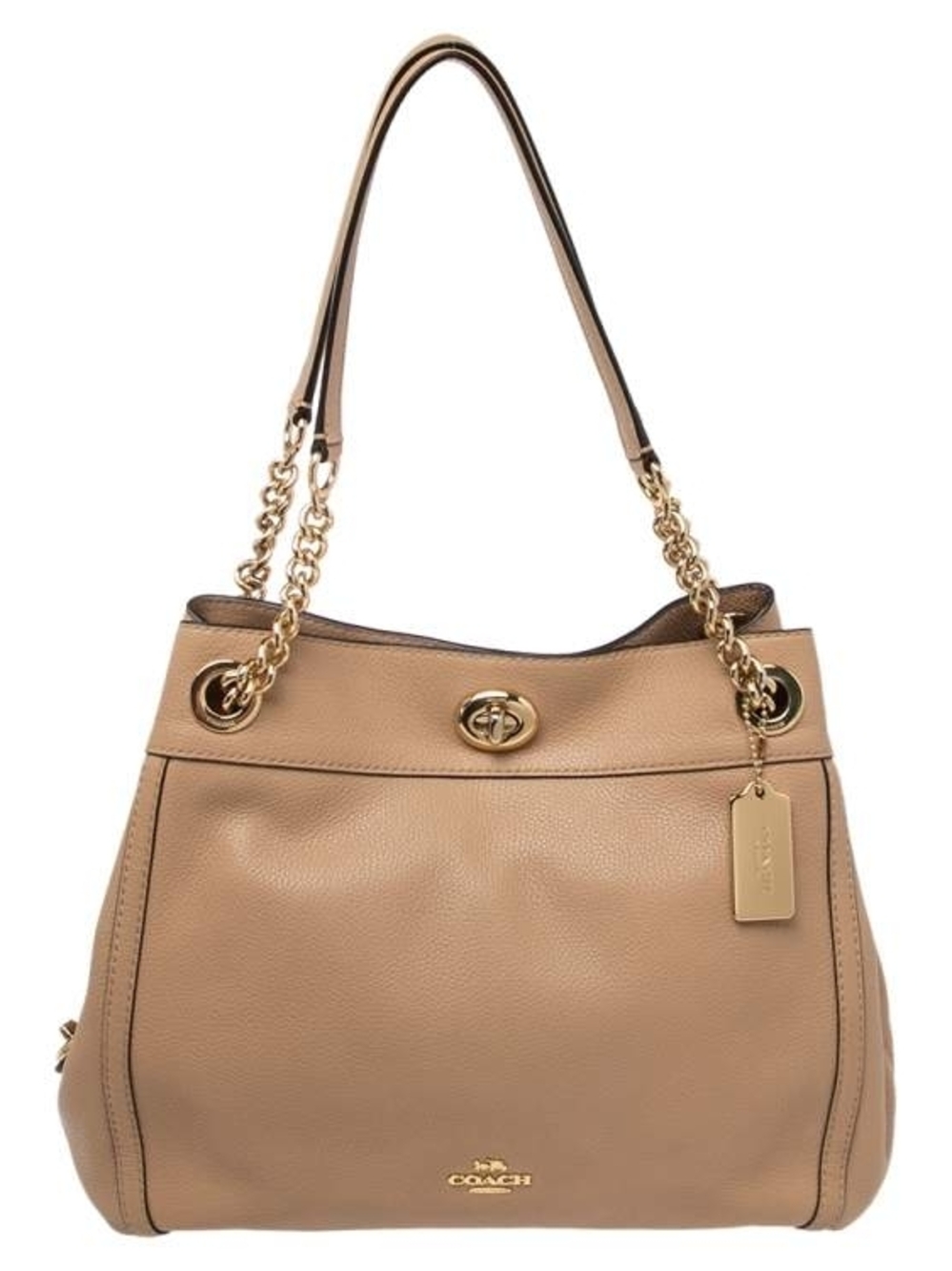 Coach Edie Turnlock Shoulder Bag in Tan